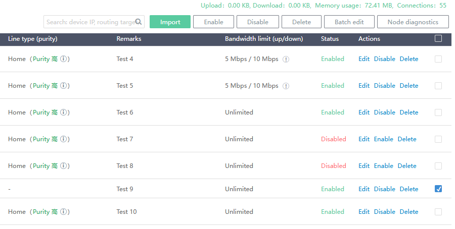 SoloIP V7 line purity, bandwidth limits, and inline actions